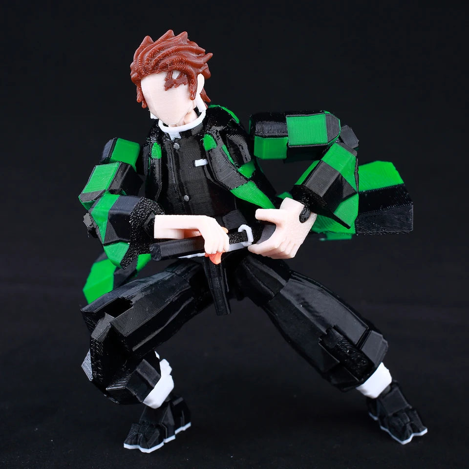 9L3D Printed Demon Slayer AKAZA Tanjiro Kamado Lucky Dummy 13 Movable Shapeshift Action Figures Mannequin Toys for Anime Fans