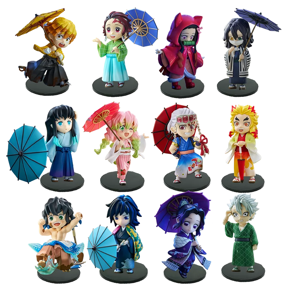 New Anime Figure Demon Slayer Figures Kimetsu No Yaiba Doll Plum Rain Series Blind Box Figurine Warrior Action Figure Model Toys