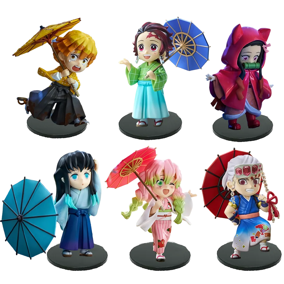 New Anime Figure Demon Slayer Figures Kimetsu No Yaiba Doll Plum Rain Series Blind Box Figurine Warrior Action Figure Model Toys