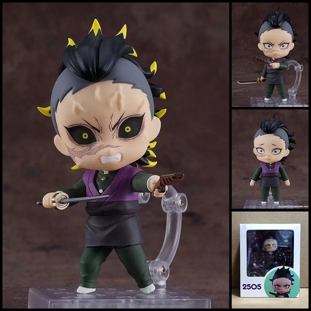 Q Version 2505# Shinazugawa Genya Figures Anime Demon Slayer Collection Swappable Faces Model Doll Set Toy Gift Regular Version