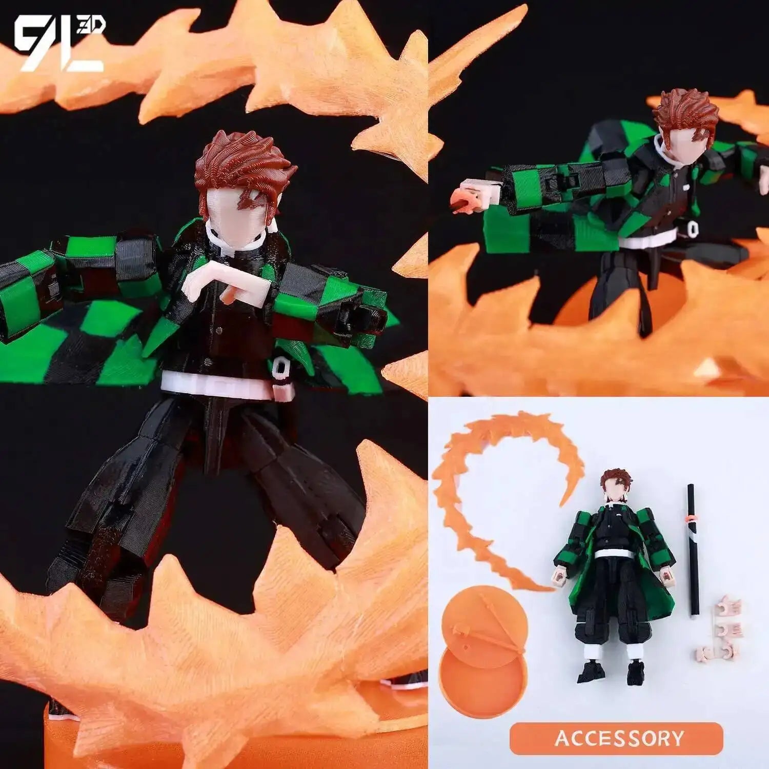 9L3D Printed Demon Slayer AKAZA Tanjiro Kamado Lucky Dummy 13 Movable Shapeshift Action Figures Mannequin Toys for Anime Fans