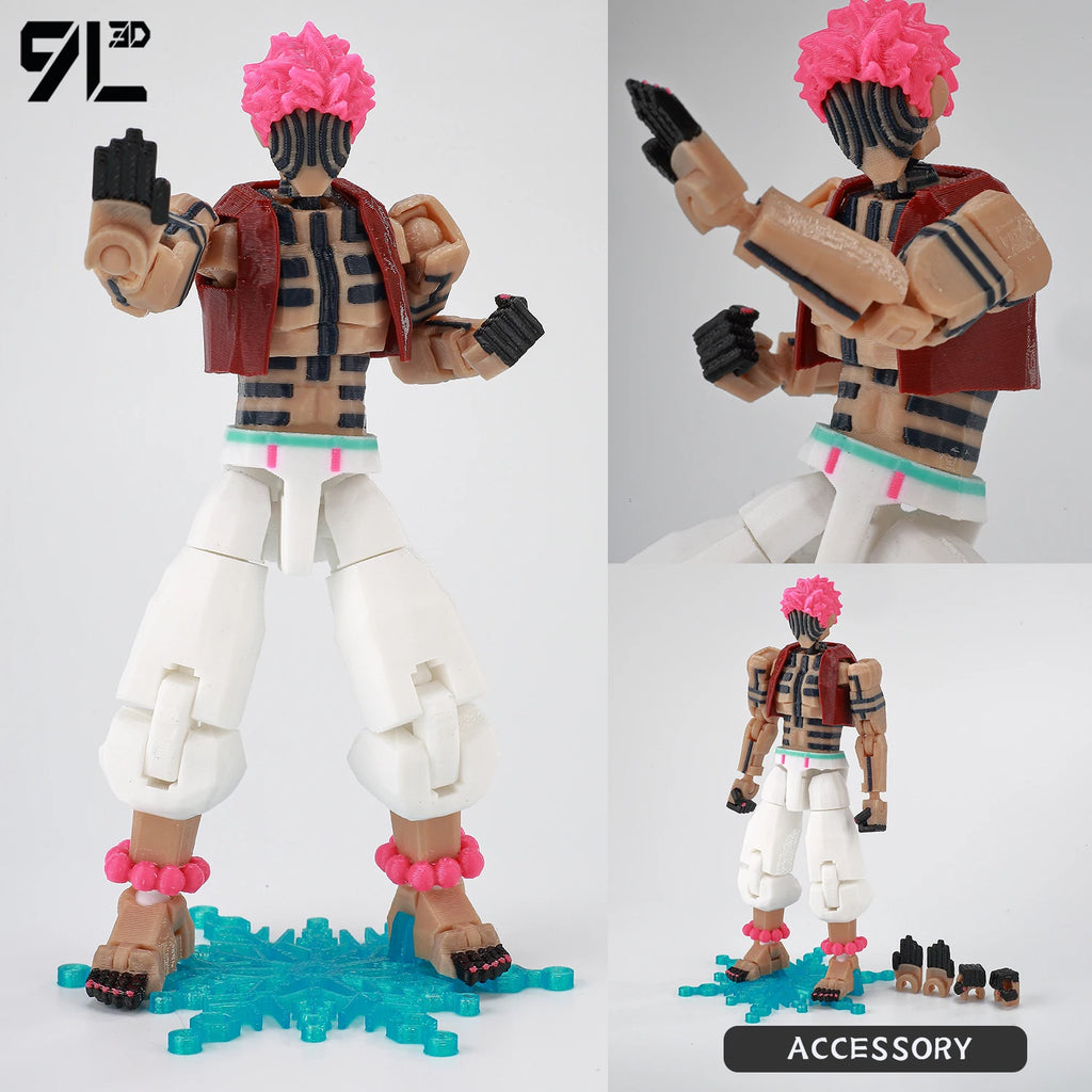 9L3D Printed Demon Slayer AKAZA Tanjiro Kamado Lucky Dummy 13 Movable Shapeshift Action Figures Mannequin Toys for Anime Fans